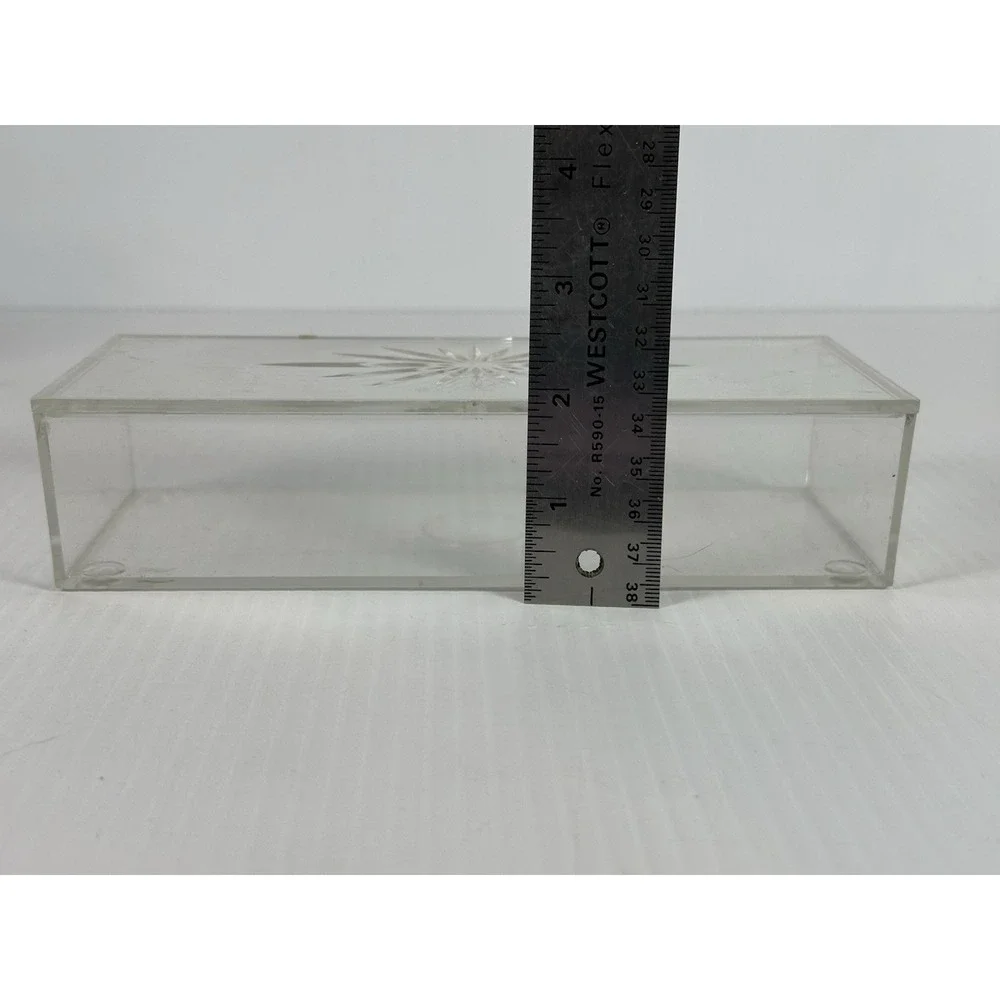 Vintage Vanity Trinket Jewelry Box Plastic Acrylic Starburst Lidded Clear